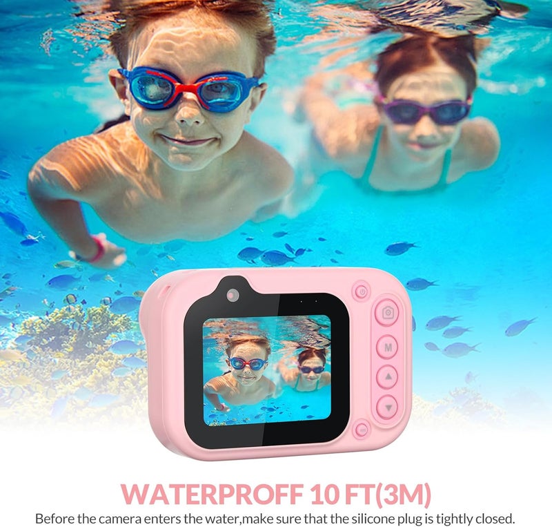Bestrip Kids Underwater Camera, 1080P HD Waterproof Digital Camera with 2.4" IPS Screen, Birthday Gifts for Boys Girls Children, Toddler Cameras Toys for 3 4 5 6 7 8 9(Pink) - Image 4